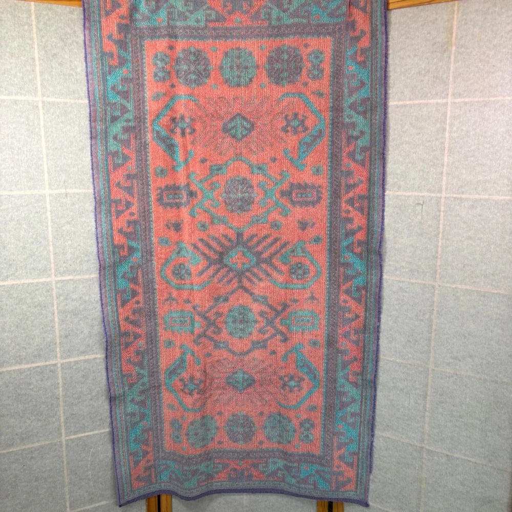 Ralph Lauren Cotton Towel Southwestern Aztec Tribal Purple Teal Pink 48x27 VTG
